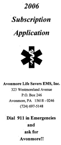 Avonmore Life Savers, EMS. - Membership Brochure